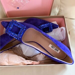Bibi Lou Purple Suede Jeweled Pointed Flats